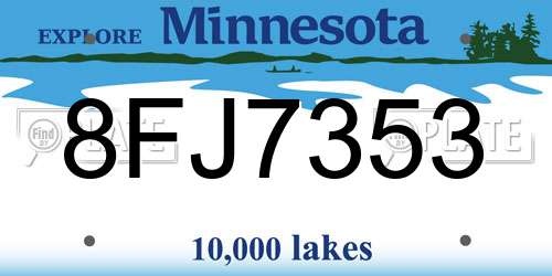 8FJ7353 Minnesota License Plate