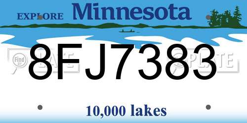 8FJ7383 Minnesota License Plate