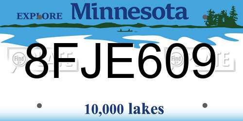 8FJE609 Minnesota License Plate