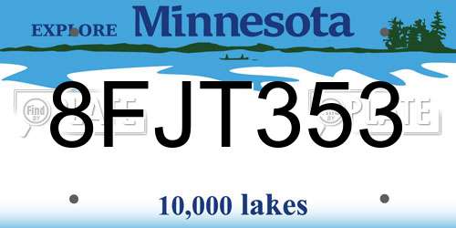 8FJT353 Minnesota License Plate