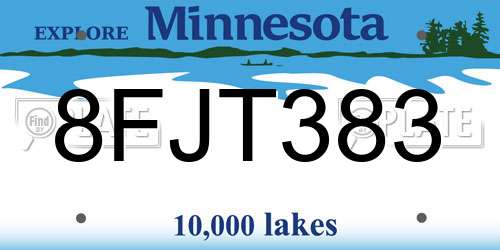 8FJT383 Minnesota License Plate