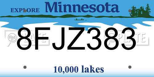 8FJZ383 Minnesota License Plate
