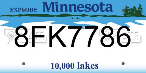 8FK7786 Minnesota License Plate