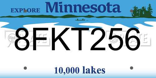 8FKT256 Minnesota License Plate