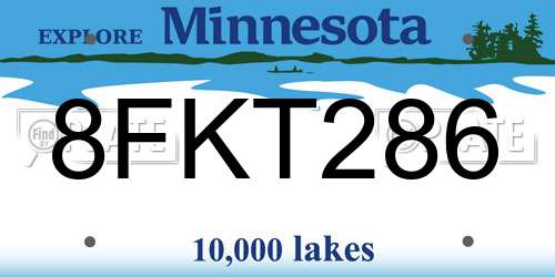 8FKT286 Minnesota License Plate