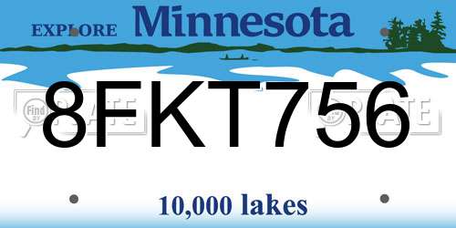 8FKT756 Minnesota License Plate