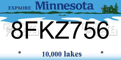 8FKZ756 Minnesota License Plate