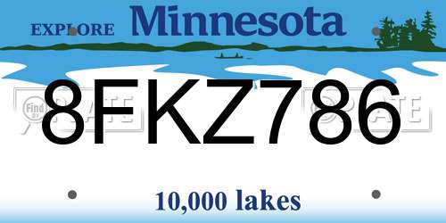 8FKZ786 Minnesota License Plate
