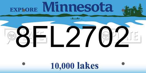 8FL2702 Minnesota License Plate