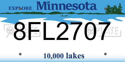 8FL2707 Minnesota License Plate
