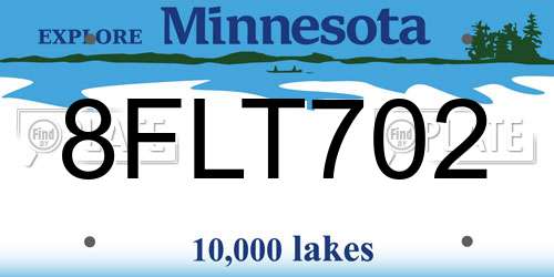 8FLT702 Minnesota License Plate
