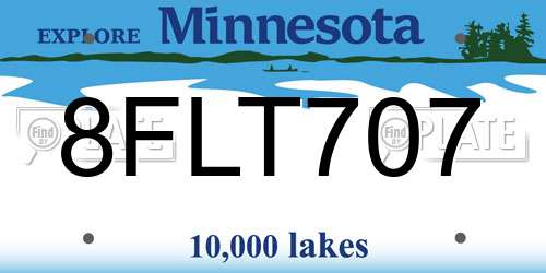 8FLT707 Minnesota License Plate