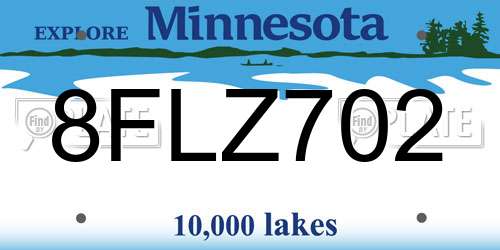 8FLZ702 Minnesota License Plate