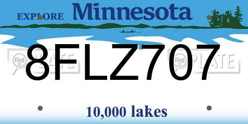 8FLZ707 Minnesota License Plate