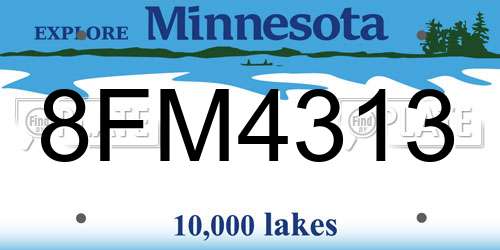 8FM4313 Minnesota License Plate