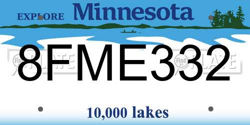 8FME332 Minnesota License Plate