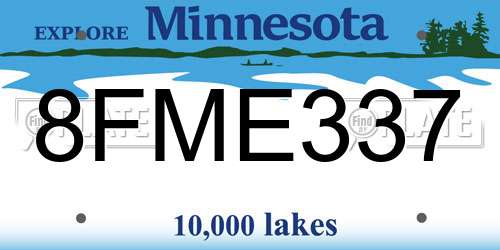 8FME337 Minnesota License Plate