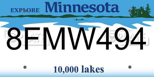 8FMW494 Minnesota License Plate