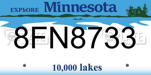 8FN8733 Minnesota License Plate