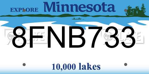 8FNB733 Minnesota License Plate