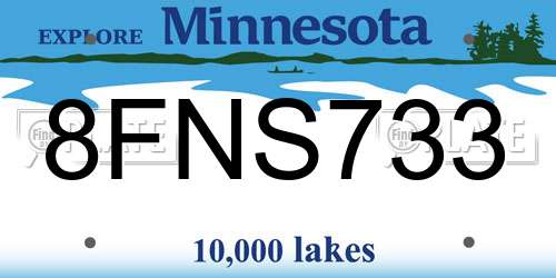 8FNS733 Minnesota License Plate