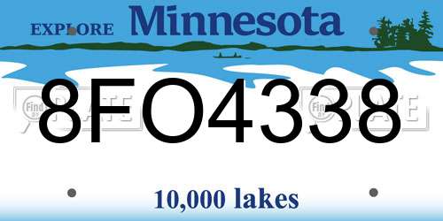 8FO4338 Minnesota License Plate
