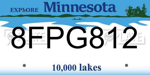 8FPG812 Minnesota License Plate
