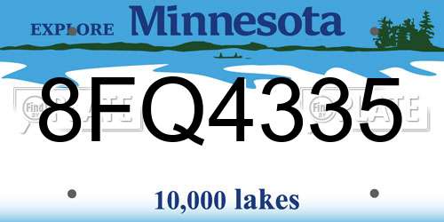 8FQ4335 Minnesota License Plate
