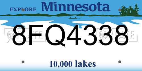 8FQ4338 Minnesota License Plate