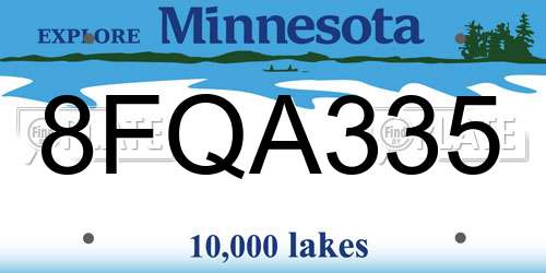 8FQA335 Minnesota License Plate