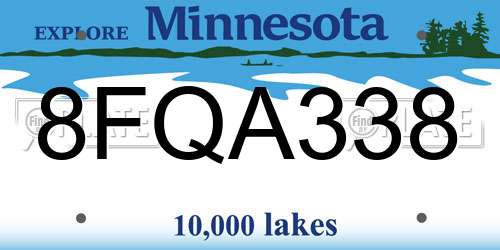 8FQA338 Minnesota License Plate