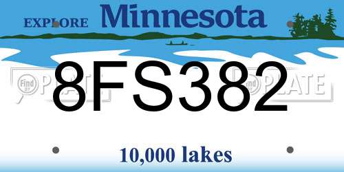 8FS382 Minnesota License Plate