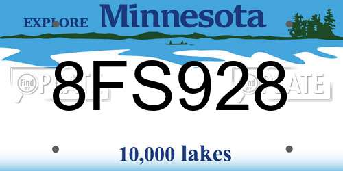 8FS928 Minnesota License Plate