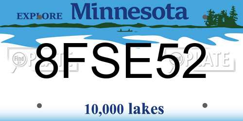 8FSE52 Minnesota License Plate