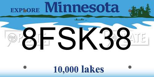 8FSK38 Minnesota License Plate