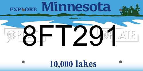 8FT291 Minnesota License Plate