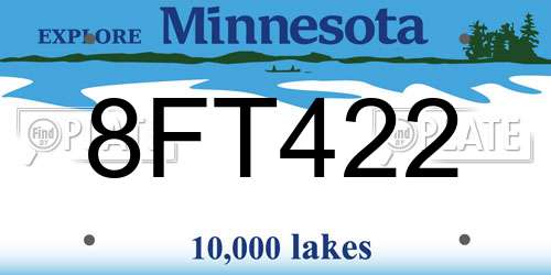 8FT422 Minnesota License Plate