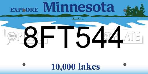 8FT544 Minnesota License Plate