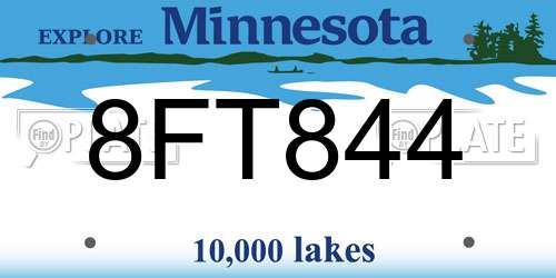 8FT844 Minnesota License Plate