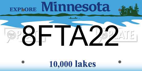 8FTA22 Minnesota License Plate
