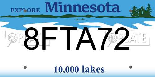 8FTA72 Minnesota License Plate