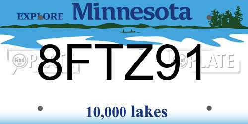 8FTZ91 Minnesota License Plate