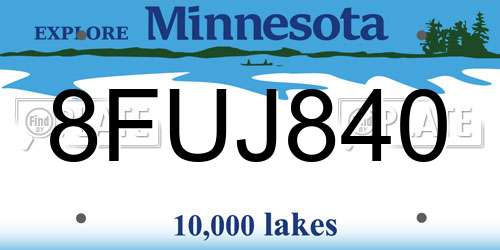 8FUJ840 Minnesota License Plate