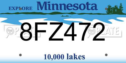 8FZ472 Minnesota License Plate