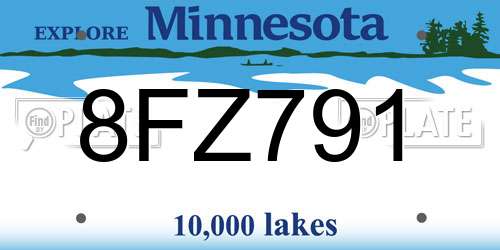 8FZ791 Minnesota License Plate
