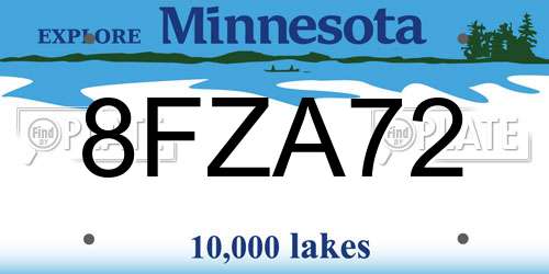 8FZA72 Minnesota License Plate