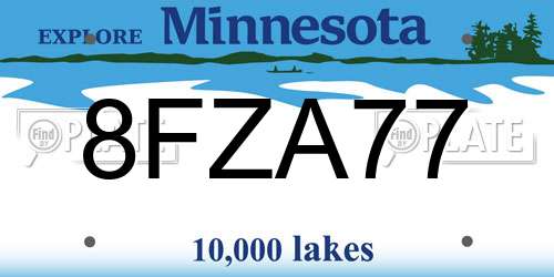 8FZA77 Minnesota License Plate