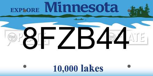 8FZB44 Minnesota License Plate