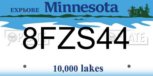 8FZS44 Minnesota License Plate