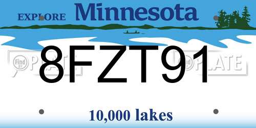 8FZT91 Minnesota License Plate